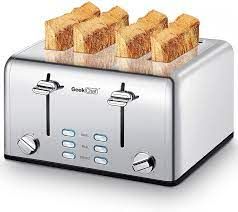 Toaster 4 Slice, Stainless Steel Extra-Wide Slot Toaster with Dual Control Panels