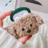 Plush Knitted Wireless Headphone Case Silicone Wireless Bluetooth Earbuds Headphones Case, Brown Dog Green Hat