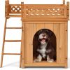 New Style Wood Pet Dog House With Roof Balcony And Bed Shelter