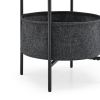 Modern Accent End Table with Storage Basket, Grey Cloth Bag and Brown Top (18'x18'x24')