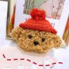 Lovely Brown Dog Red Hat Plush Silicone Wireless Headphone Case Knitted Wireless Bluetooth Earbuds Headphones Case