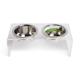 GF Pet Acrylic Double Feeder (Color: Clear, size: S)