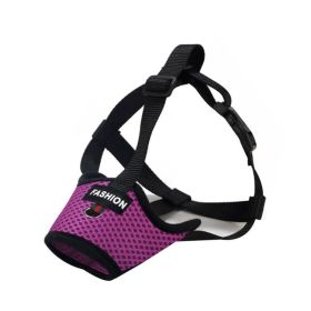 Dog Muzzle,Soft Nylon Muzzle Anti Biting Barking Chewing,Air Mesh Breathable Drinkable Adjustable Loop Pets Muzzle (Color: purple)