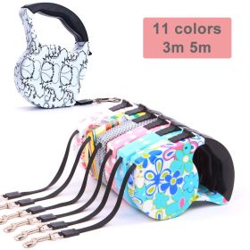 3m 5m Retractable Dog Leash 11 Colors Fashion Printed Puppy Auto Traction Rope Nylon Walking Leash for Small Dogs Cats Pet Leads (Color: color 8)