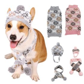 Autumn-Winter Vintage Jacquard Dress for Pet Dogs (Type: Gray scarf+capS)