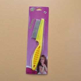 Pet Hair Removal Combs Grooming Brush Dog Cat Puppy Kitty Rabbit Massage Comb Flea Remover Home Pets Care Bath Cleaning Tool (Color: L Yellow Card)