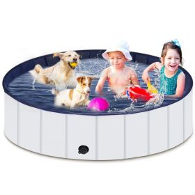 Pet Dog Bath Foldable Dog Swimming Pool PVC (Color: Gray)