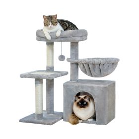 Indoor Funny Cozy Small Cat Tree Condo (Color: Gray)