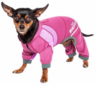 Dog Helios 'Namastail' Lightweight 4-Way Stretch Breathable Full Bodied Performance Yoga Dog Hoodie Tracksuit (Color: Pink)