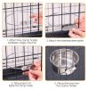 Stainless Steel Dog Bowl Pets Hanging Food Bowl Detachable Pet Cage Food Water Bowl with Clamp Holder